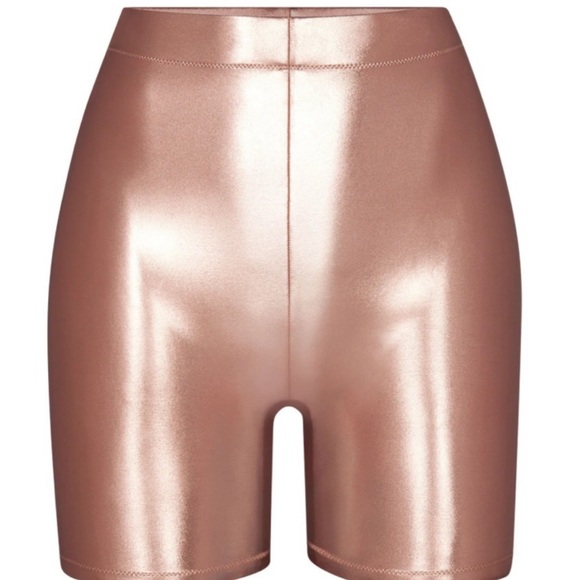 SKIMS Metallic Pink Women's Swim Bike Shorts - Picture 1 of 1
